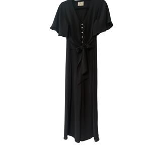 All:Row Black Romper Jumpsuit Size Small Wide Leg Button Front